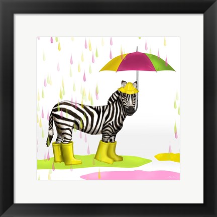 Framed Raindrops Safari Zebra Print