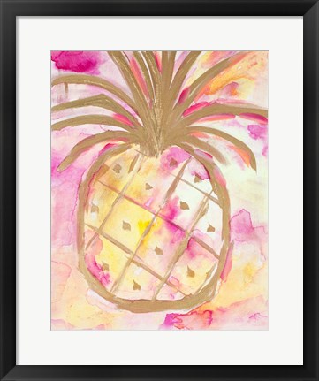 Framed Pink Gold Pineapple Print