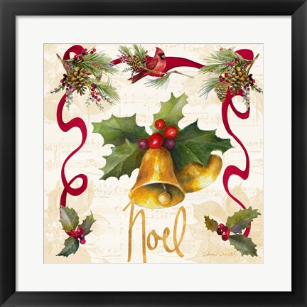 Framed Christmas Poinsettia Ribbon III Print