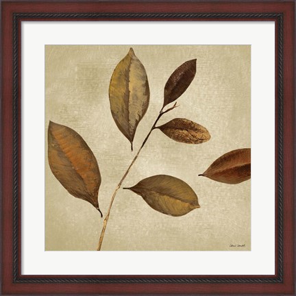 Framed Antiqued Leaves I Print
