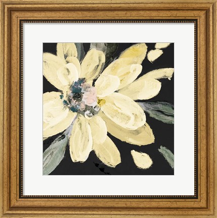 Framed Yellow Blooms on Black I Print