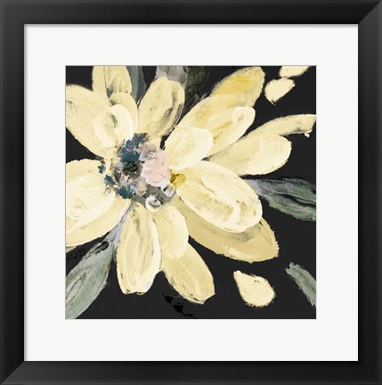 Framed Yellow Blooms on Black I Print