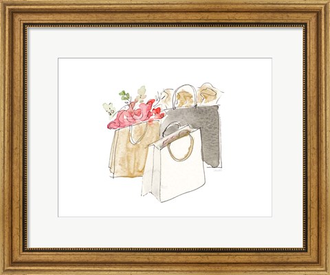Framed Holiday Shopping Bags II Print