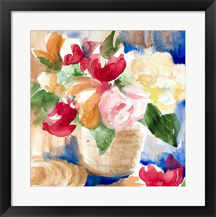 Framed Bright Flower Basket Print