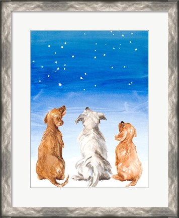 Framed Three Dogs Star Gazing Print