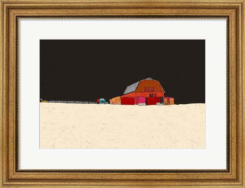 Framed Farmhouse at Night Print