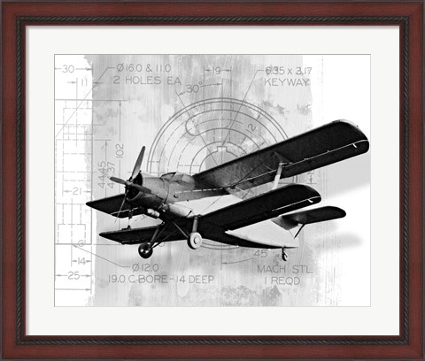 Framed Flight Plans BW II Print