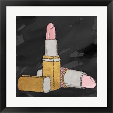 Framed Lipstick Poppin&#39; on Black Print
