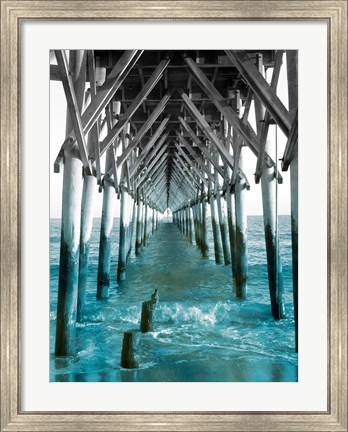 Framed Teal Dock I Print