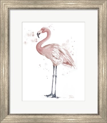 Framed Flamingo Stand I Print