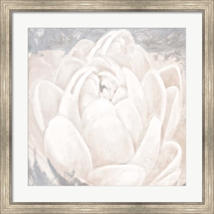 Framed White Grey Flower II Print