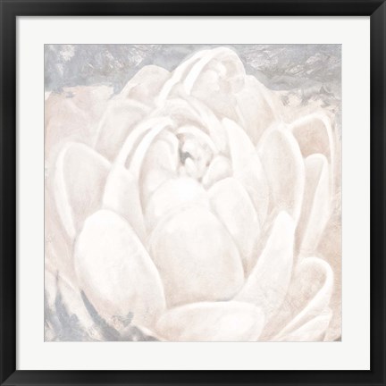 Framed White Grey Flower II Print