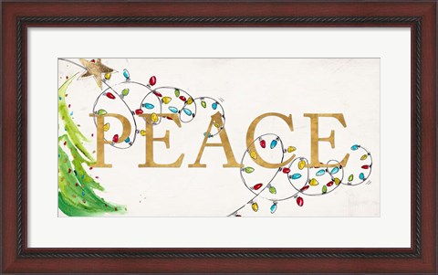 Framed Peace with Lights Print