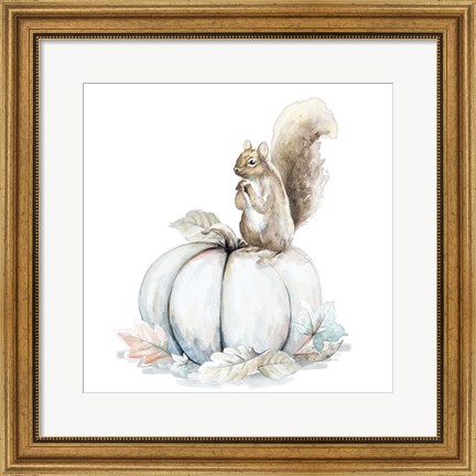 Framed Squirrel and Pumpkin II Print