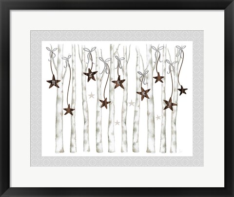 Framed Merry and Bright Birch Trees I Print