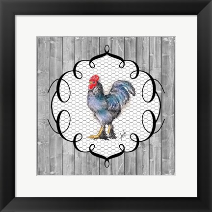 Framed Rooster on the Roost II Print