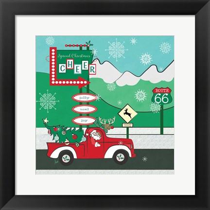 Framed Retro Santa Driving II Print