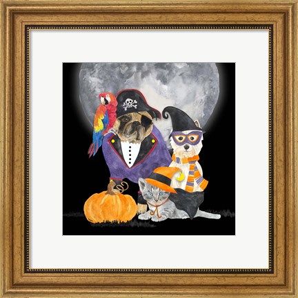 Framed Fright Night Friends III Pirate Pug Print