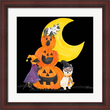 Framed Fright Night Friends IV Pumpkin Stack Print