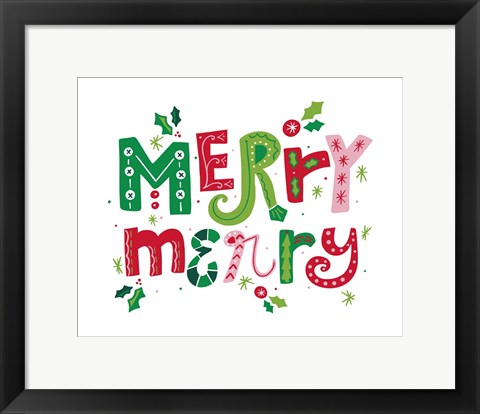 Framed Festive Lettering - Merry Merry Print