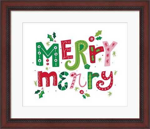 Framed Festive Lettering - Merry Merry Print