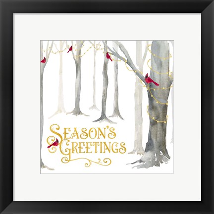 Framed Christmas Forest IV Seasons Greetings Print