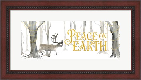 Framed Christmas Forest panel II-Peace on Earth Print