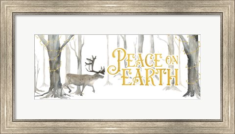 Framed Christmas Forest panel II-Peace on Earth Print