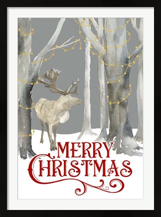 Framed Christmas Forest portrait I-Merry Christmas Print
