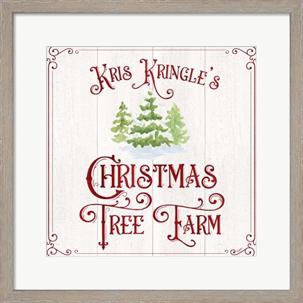 Framed Vintage Christmas Signs VI-Tree Farm Print