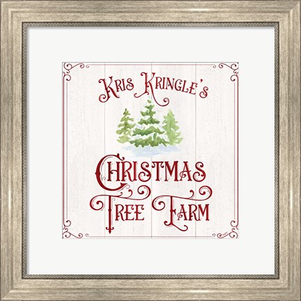 Framed Vintage Christmas Signs VI-Tree Farm Print