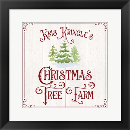 Framed Vintage Christmas Signs VI-Tree Farm Print