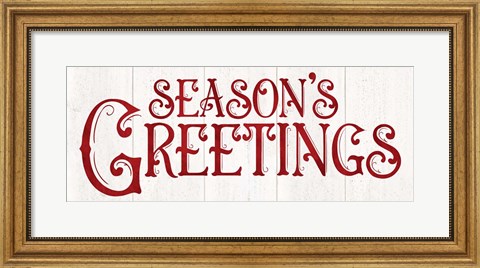 Framed Vintage Christmas Signs panel II-Seasons Greetings Print