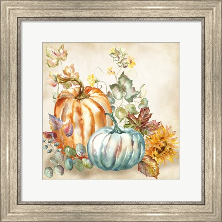 Framed Watercolor Harvest Pumpkin I Print