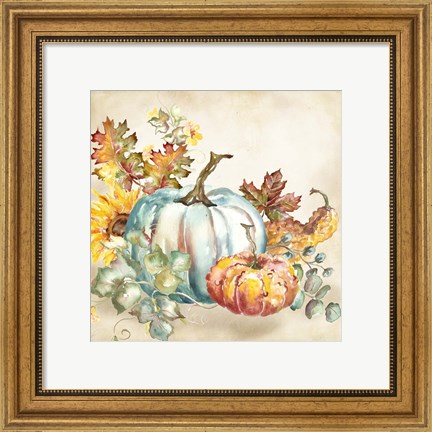 Framed Watercolor Harvest Pumpkin III Print