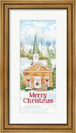 Framed Christmas Village vertical I Print