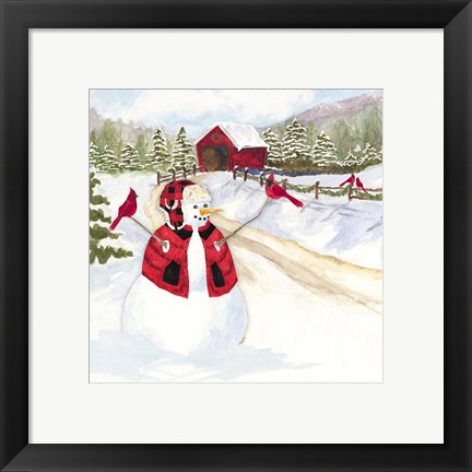 Framed Snowman Christmas III Print