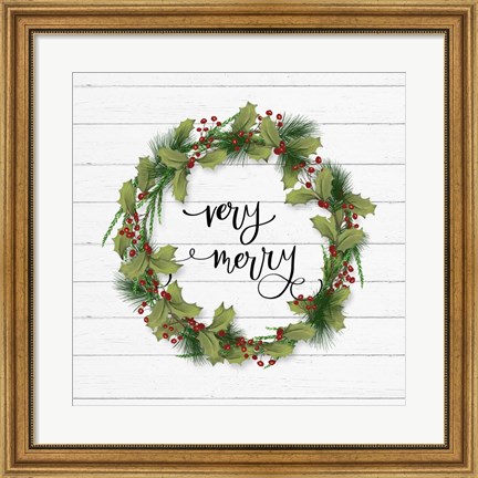 Framed Cozy Christmas Wreath I Print