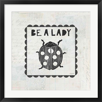 Framed Ladybug Stamp Be A Lady Print