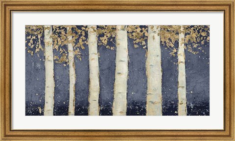 Framed Magnificent Birch Grove Indigo Crop Print
