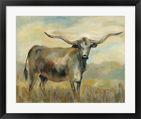 Framed Longhorn Cow Print