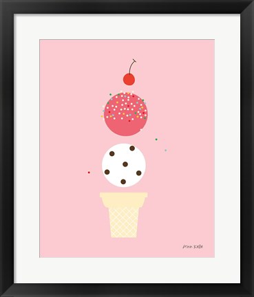 Framed Ice Cream and Cherry II Print