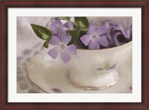 Framed Violet Teacup I Print