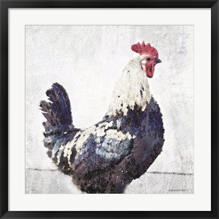 Framed Rooster Blue Print
