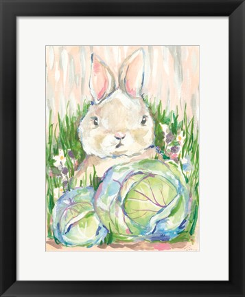 Framed Bunny in the Cabbage Patch Print