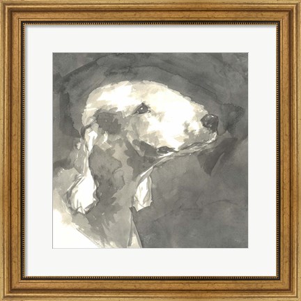 Framed Sepia Modern Dog I Print