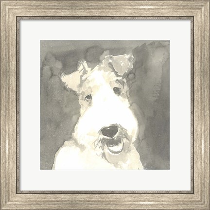 Framed Sepia Modern Dog VI Print