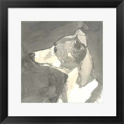 Framed Sepia Modern Dog VII Print