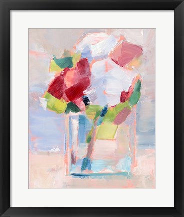 Framed Abstract Flowers in Vase II Print