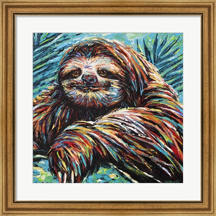 Framed Painted Sloth I Print
